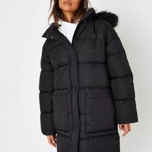 Longline Hooded Faux Fur jacket